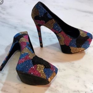 Steve Madden rhinestone jewel colorful pumps